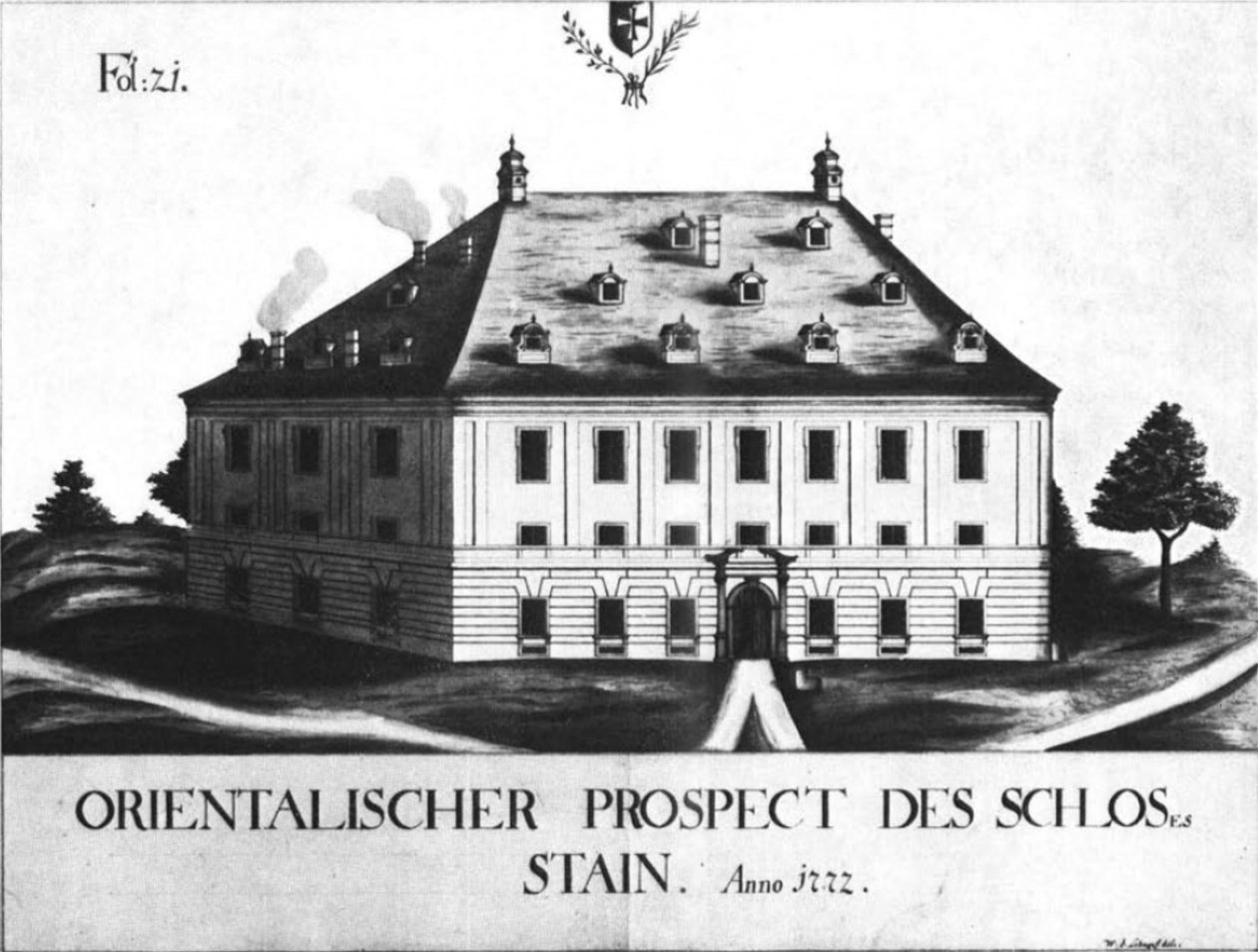 Zamek Stein z Prospektu Orientalnego (1772) Schnepf autorstwa Schnepf