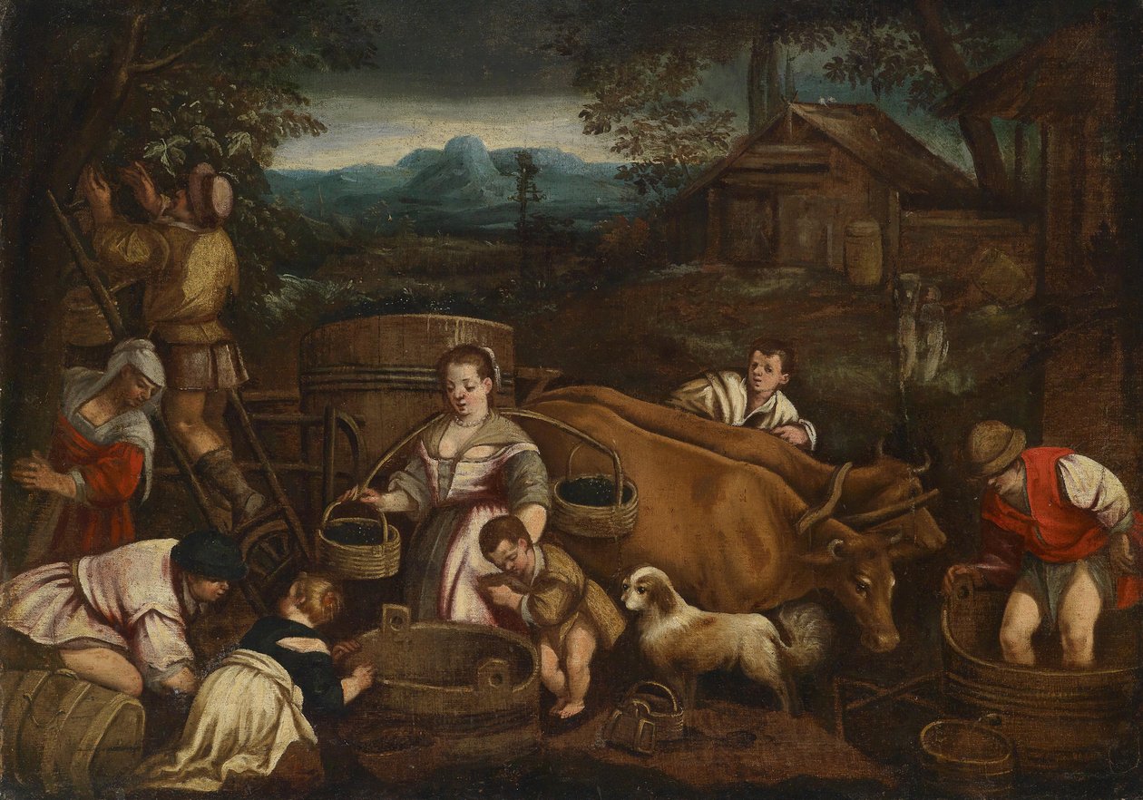Jesień (zbiór winogron) autorstwa School of Francesco Bassano the Younger