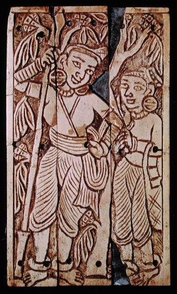 Relief przedstawiający dwie kobiety pod drzewem asoki, z Begram, II-III w. n.e. (kość słoniowa) autorstwa School Afghan