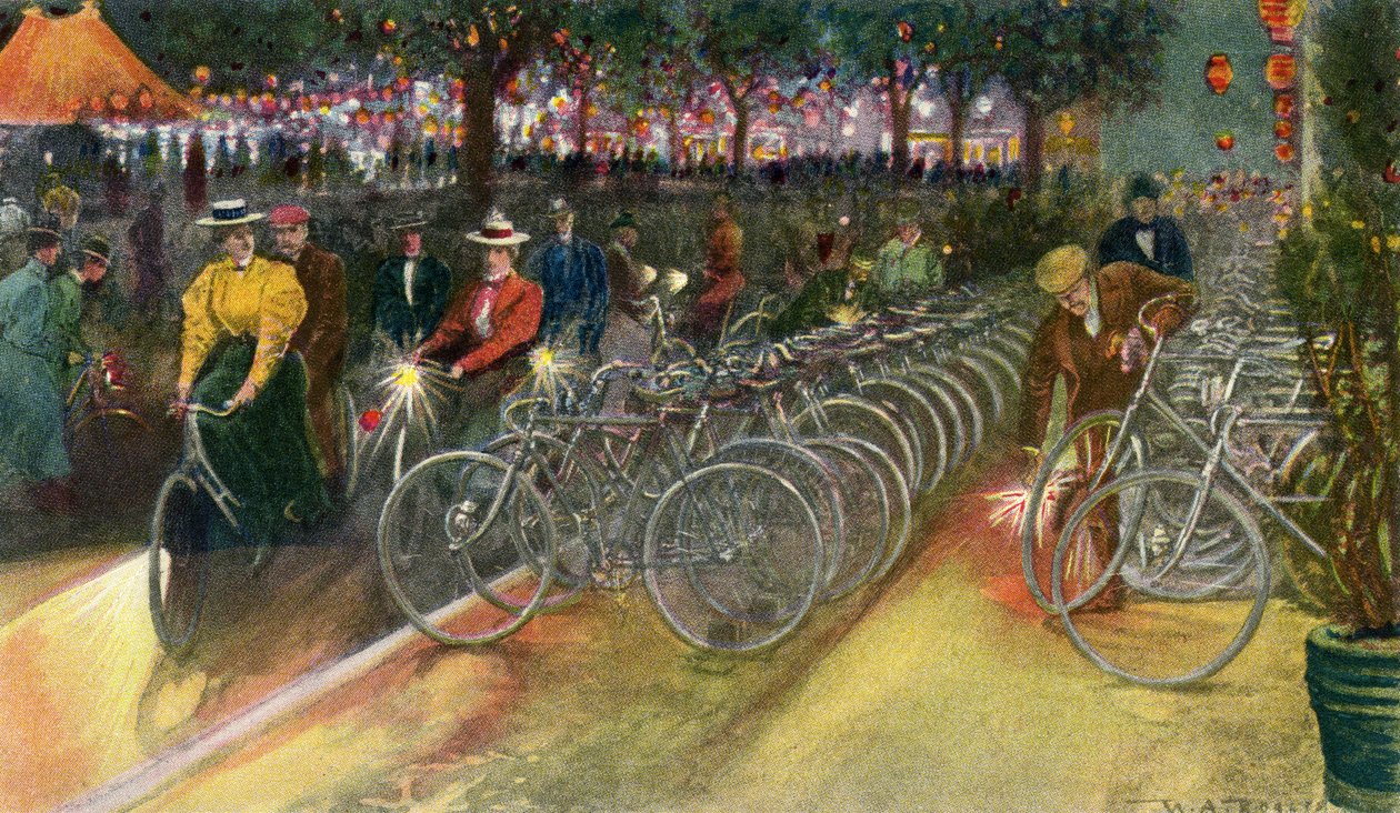 Rowerzyści w Nowym Jorku, ok. 1890 r., z książki "In the Golden Nineties" autorstwa Henry