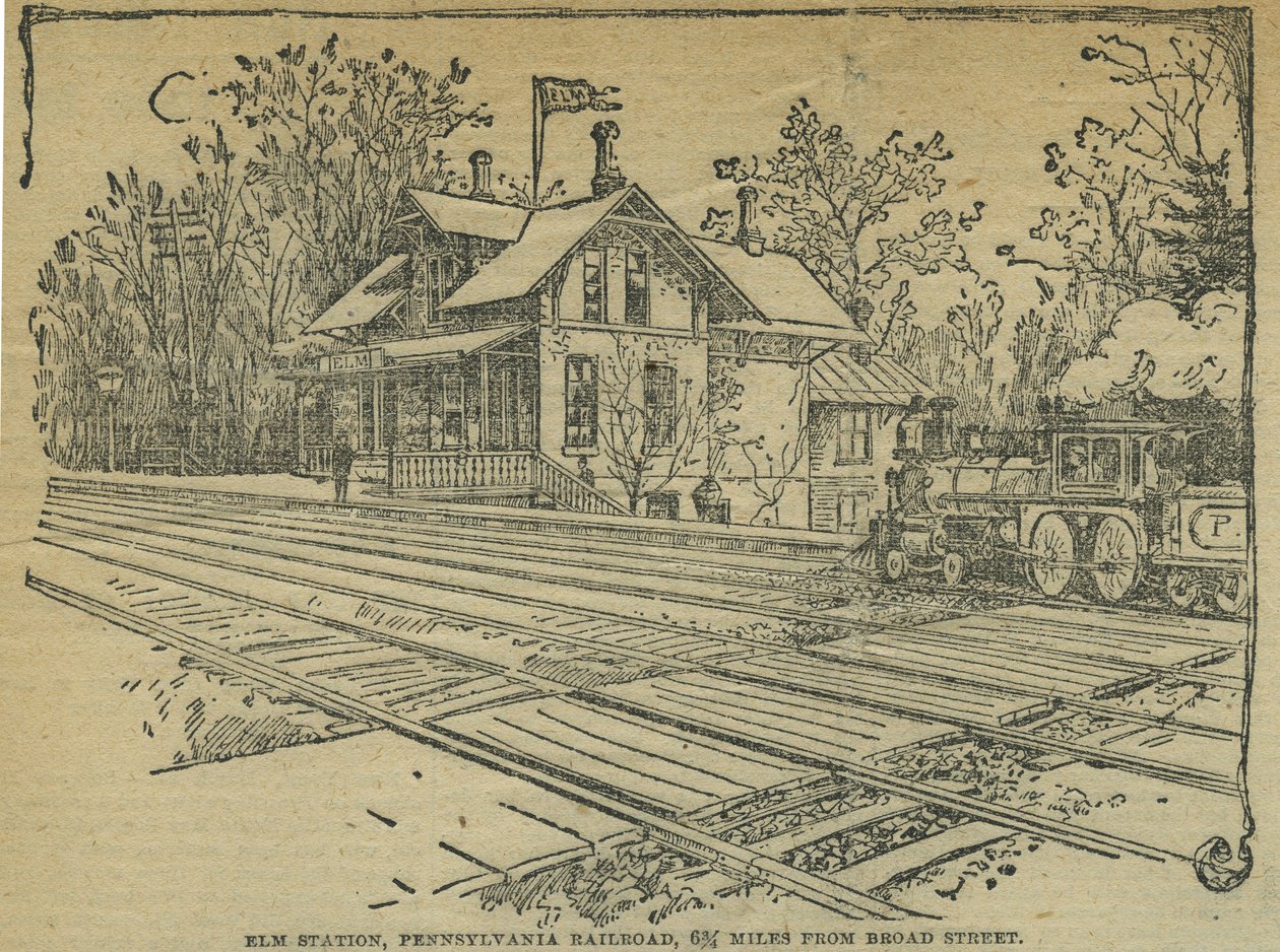 Stacja Elm, West Philadelphia, Pennsylvania Railroad, USA (lito) autorstwa School American