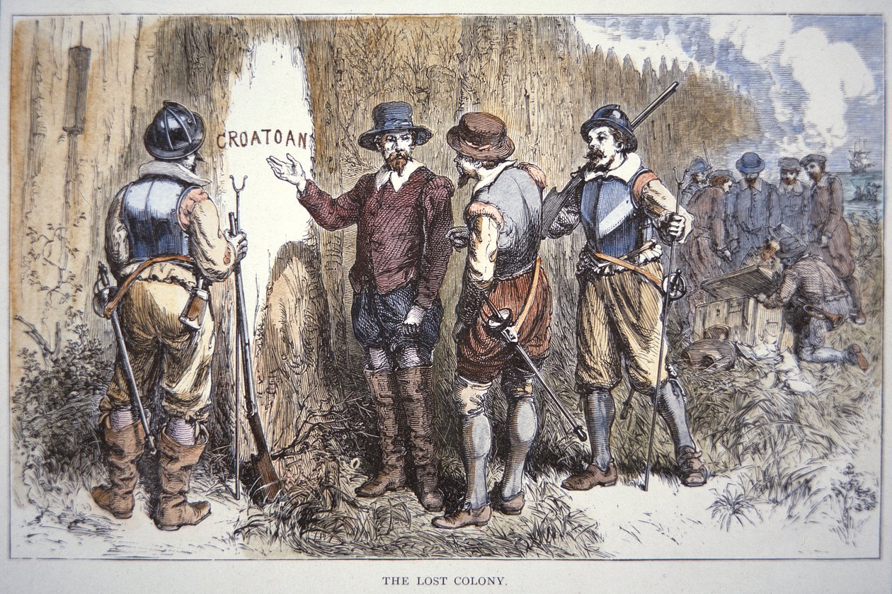 Zaginiona kolonia Roanoke (kolor lito) autorstwa School American