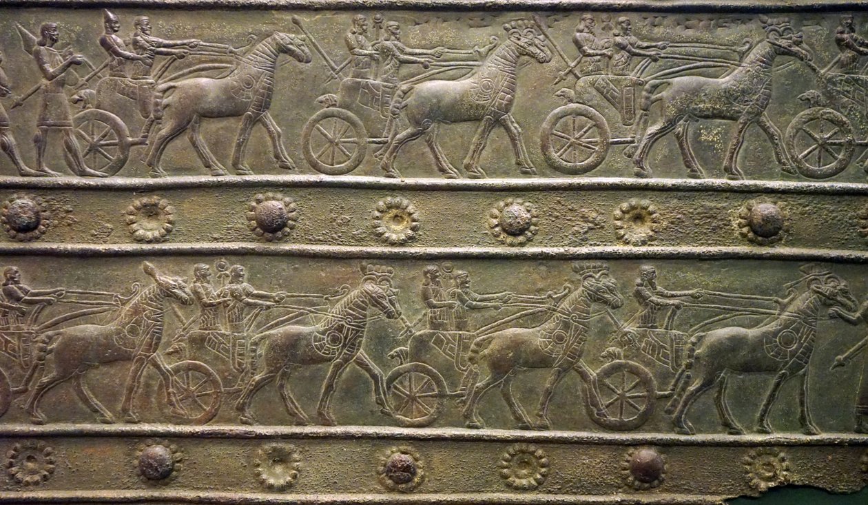 Bramy Balawat ze starożytnego imperium asyryjskiego (płaskorzeźba) autorstwa School Assyrian