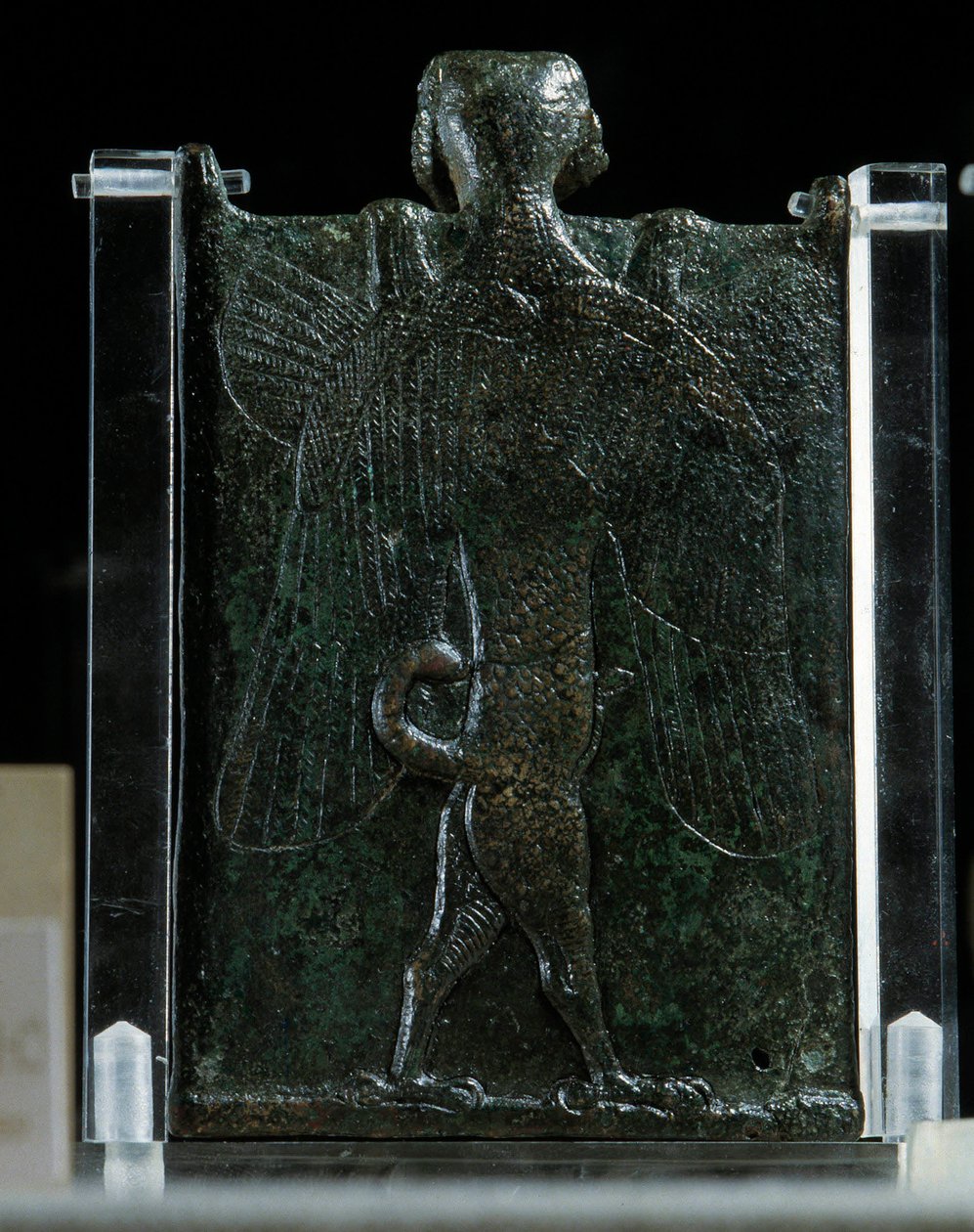 Sztuka Wschodu, Asyria (Mezopotamia): broszura przedstawiająca egzorcyzm (brąz, tył), antyk. Paryż, Musee du Louvre autorstwa School Assyrian