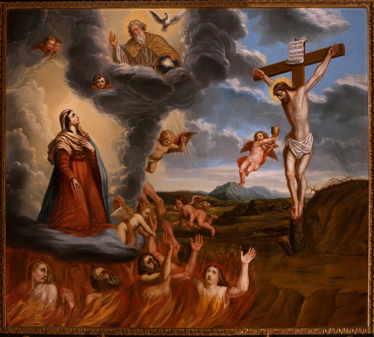 Pośrednictwo Najświętszej Maryi Panny w czyśćcu. Koniec XVII wieku (malarstwo) autorstwa School Belgian