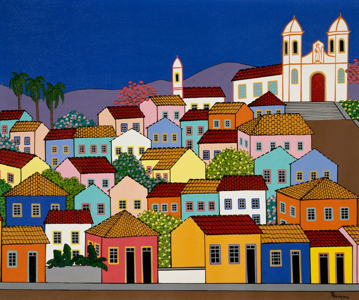 Brazylijskie miasto Ouro Preto z kościołem św. Franciszka z Paoli na wzgórzu Piedale autorstwa School Brazilian
