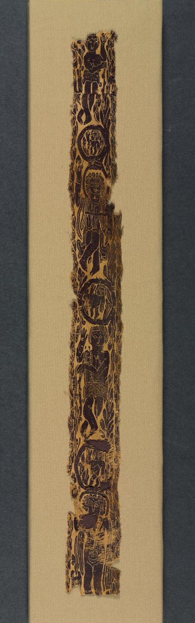 Ozdobna opaska na ramię z tuniki, 600-650 (splot gobelinowy z dodatkowym wątkiem, niebarwiony len i barwiona wełna) autorstwa School Byzantine