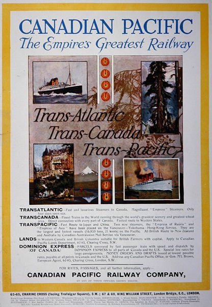 Najwspanialsza linia kolejowa Imperium, plakat kanadyjskiego Pacyfiku autorstwa School Canadian