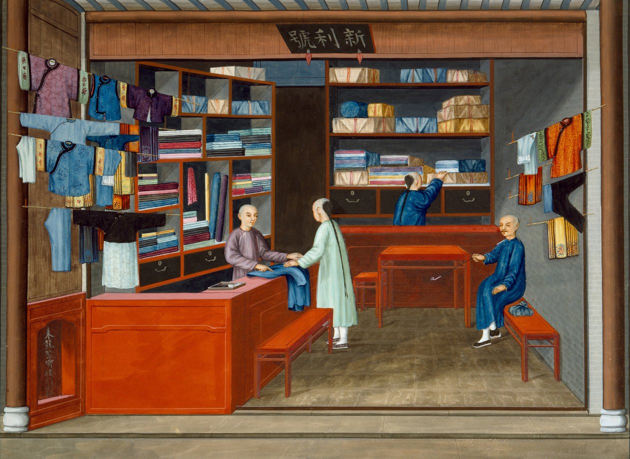 Sklep z ubraniami (gwasz na papierze) autorstwa School Chinese