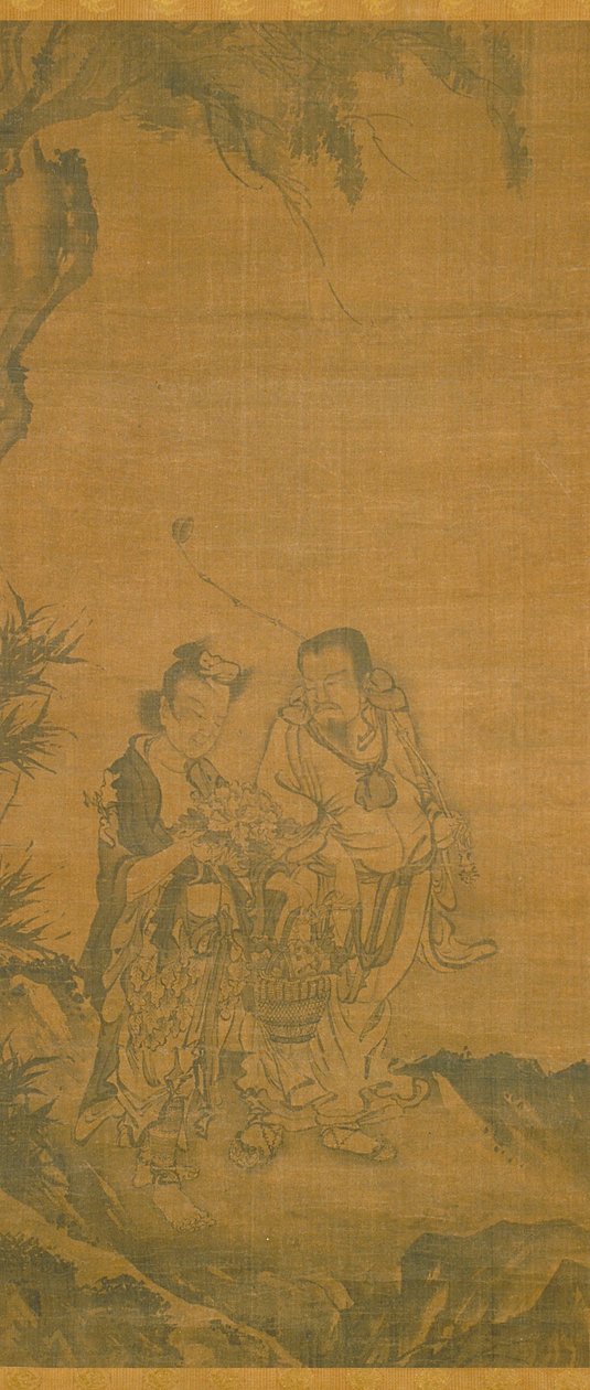 Taoistyczni nieśmiertelni (atrament na jedwabiu) autorstwa School Chinese
