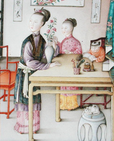 Detal z panelu cesarskiego kantonu, okres Qianlong autorstwa School Chinese
