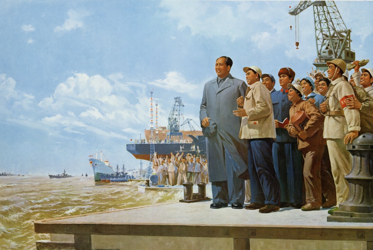 "Chwalebny przywódca, prawi ludzie", plakat propagandowy z czasów chińskiej rewolucji kulturalnej autorstwa School Chinese