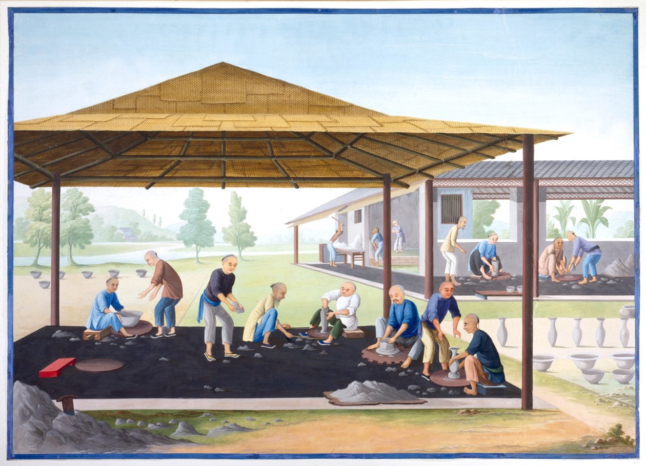 Modelowanie waz i mis, ok. 1825 (gwasz na papierze) autorstwa School Chinese