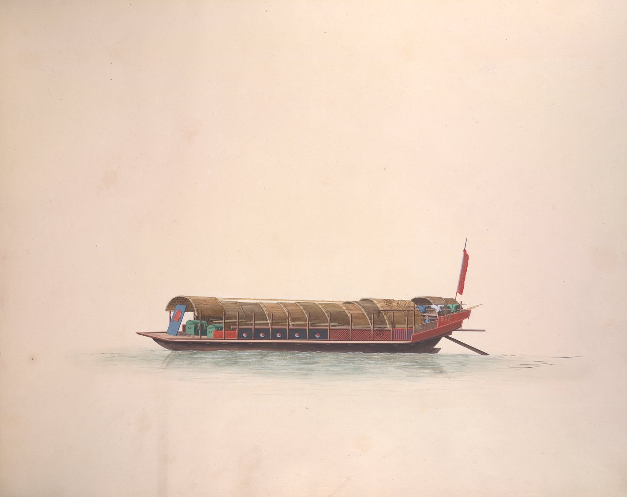 Łódź muzyków, c.1800-05 (akwarela na papierze) autorstwa School Chinese