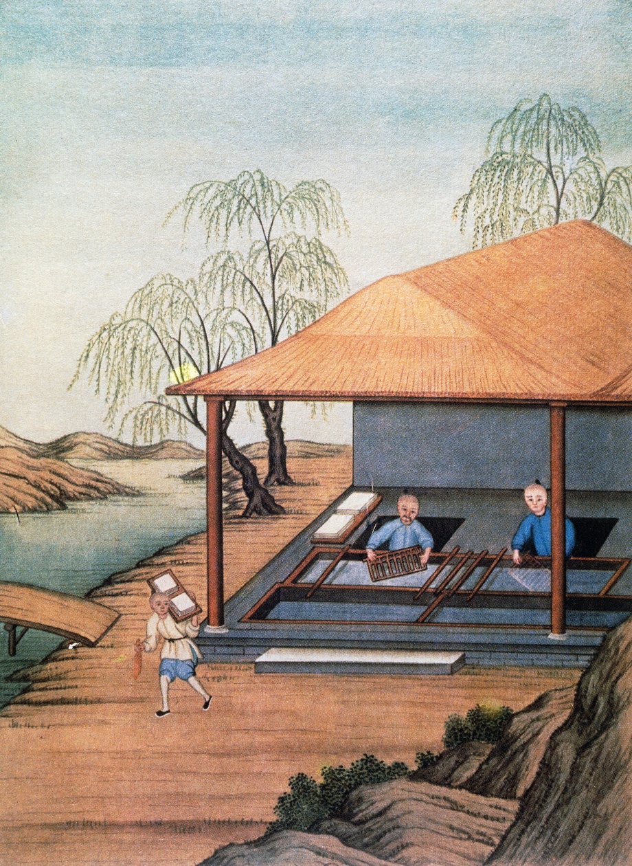 Stara papiernia, druk kolorowy, Chiny autorstwa School Chinese