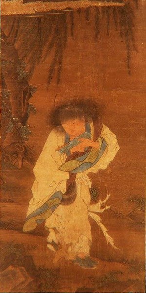 Nieśmiertelny Han Shan (tusz i kolor na jedwabiu) autorstwa School Chinese