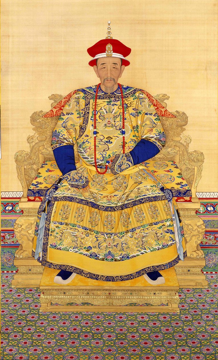 Cesarz Kangxi (1654-1722) par chiński mistrz, I tercja XVIII w. - Atrament i kolor na tkaninie - Muzeum Pałacowe, Pekin autorstwa School Chinese