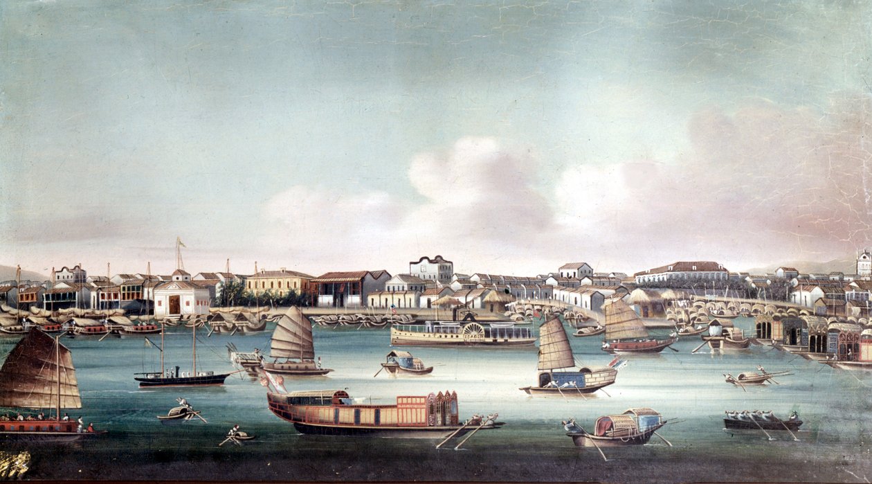 Port Kanton (Chiny) około połowy XIX wieku. Anonimowe malarstwo chińskie. autorstwa School Chinese