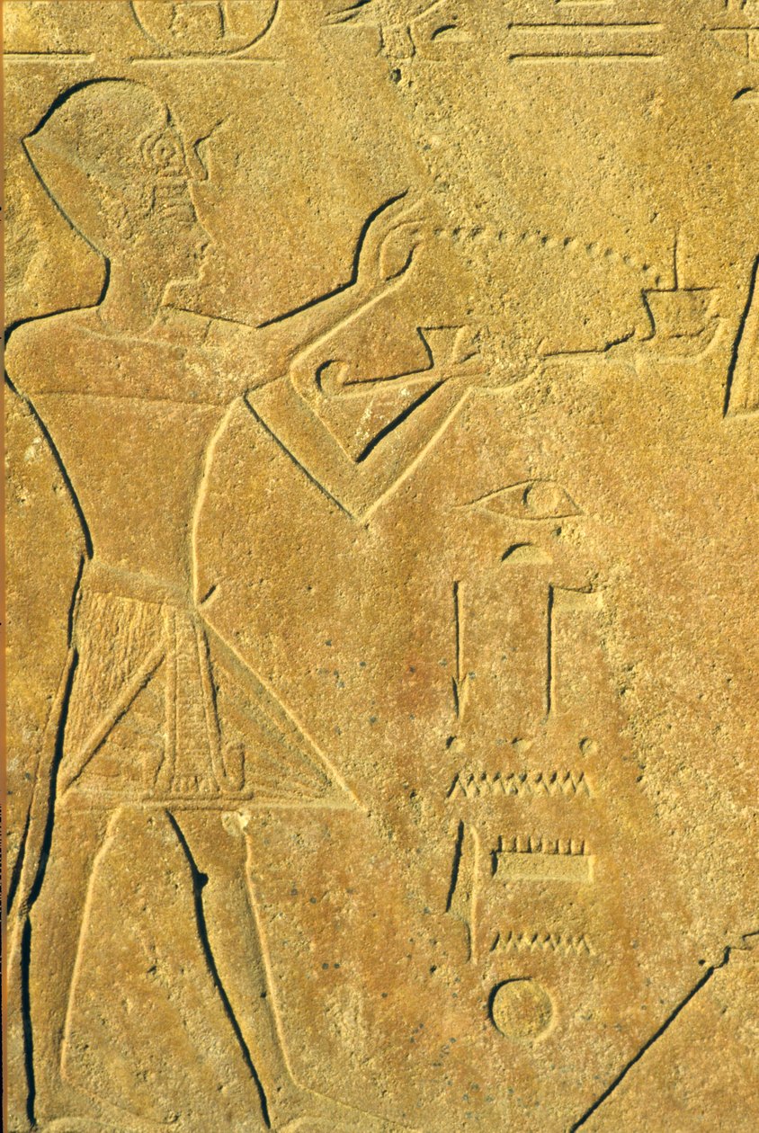 Starożytny Egipt, rzeźba ścienna, Karnak/Luxor, Hatszepsut oferuje kadzidło autorstwa School Egyptian