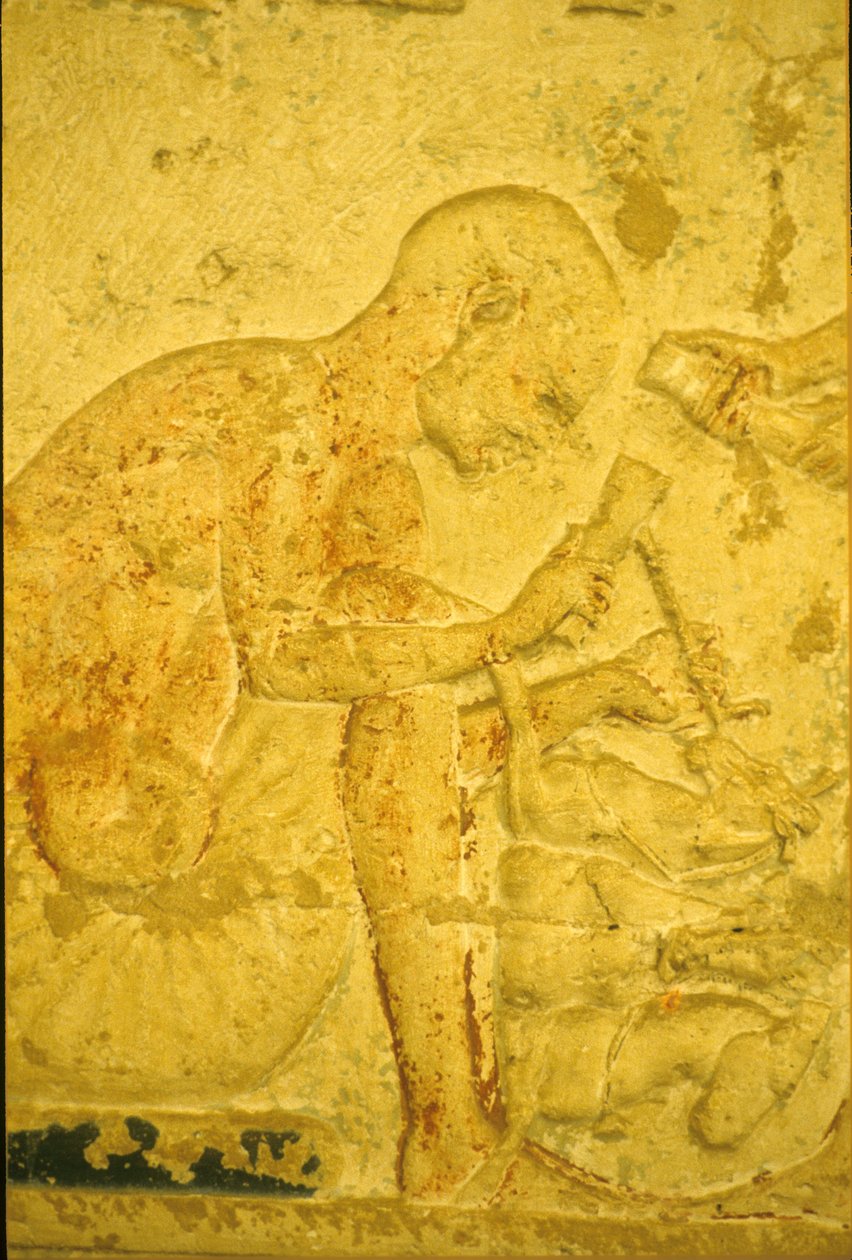 Starożytny Egipt, Rzeźba ścienna, Grobowiec Petosiris, Tuna el Gebel, 300 p.n.e., Rzeźbiarz (zdjęcie ilustracyjne) autorstwa School Egyptian