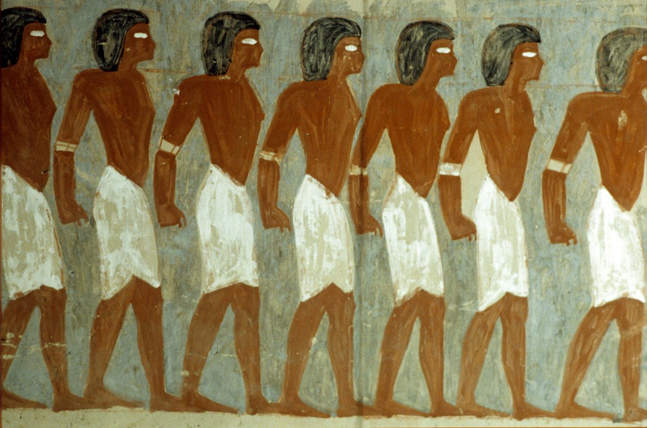 Starożytny Egipt, Malowidło ścienne, Związani jeńcy, Malowidło niekompletne, Grobowiec Horemheba autorstwa School Egyptian
