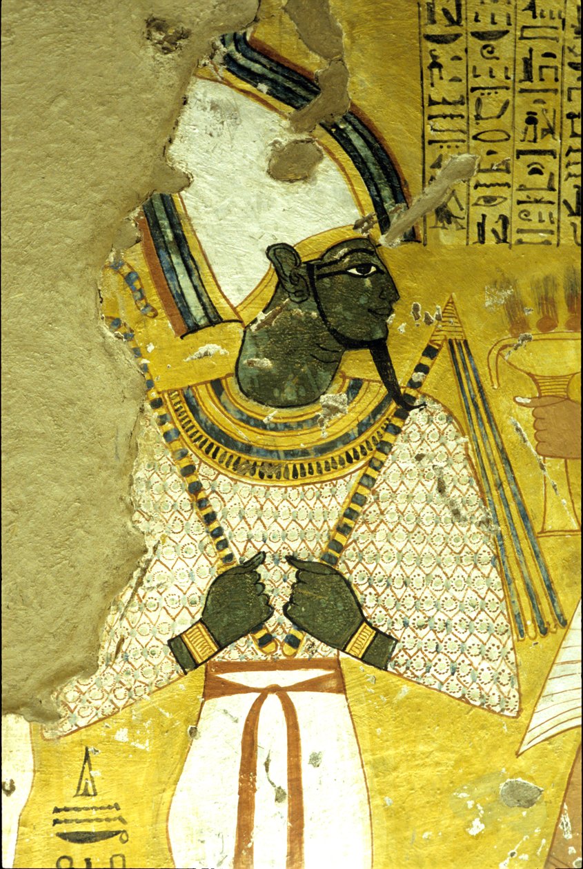 Starożytny Egipt, malowidło ścienne Grobowiec Inherkhau, Teby, Grobowiec Szlachty, XX dynastia, Ozyrys, bóg zaświatów (zdjęcie ilustracyjne) autorstwa School Egyptian