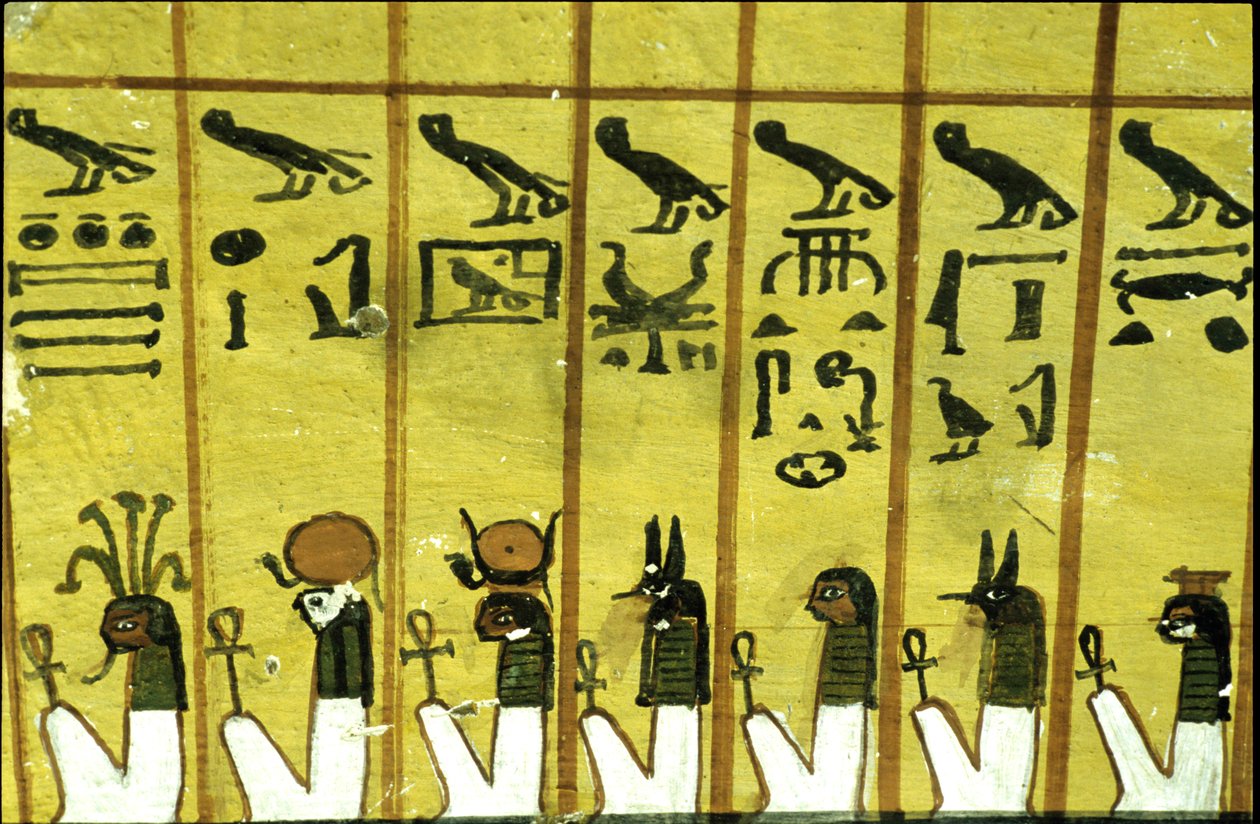Starożytny Egipt, malowidło ścienne Grobowiec Inherkhaua, Teby, Grobowiec Szlachty, XX dynastia, Siedem z dwunastu godzin nocy (zdjęcie ilustracyjne) autorstwa School Egyptian