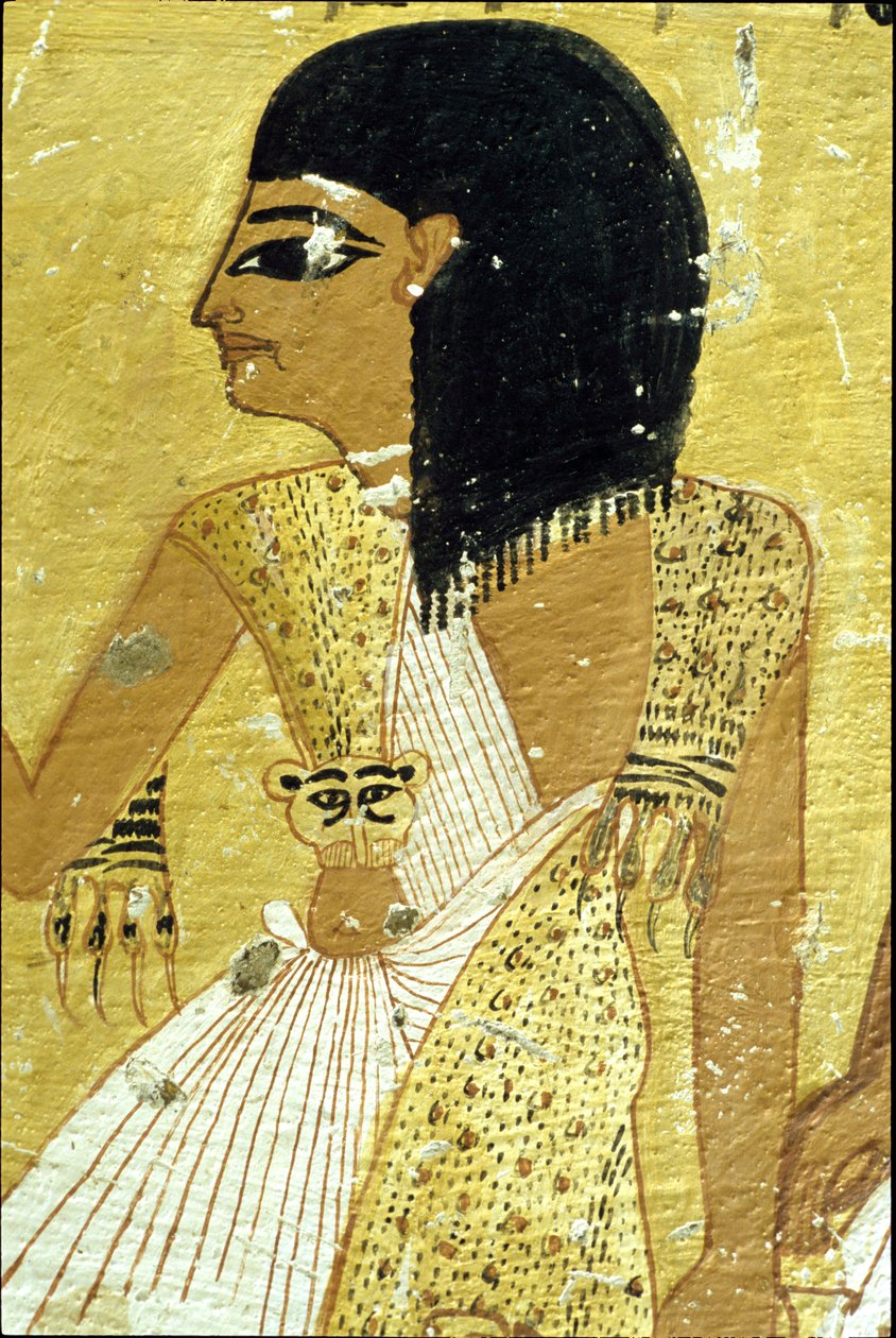 Starożytny Egipt, malowidło ścienne Grobowiec Inherkhau, Teby, Grobowiec Szlachty, XX dynastia, Inherkhau ubrany w skórę lamparta (zdjęcie) autorstwa School Egyptian