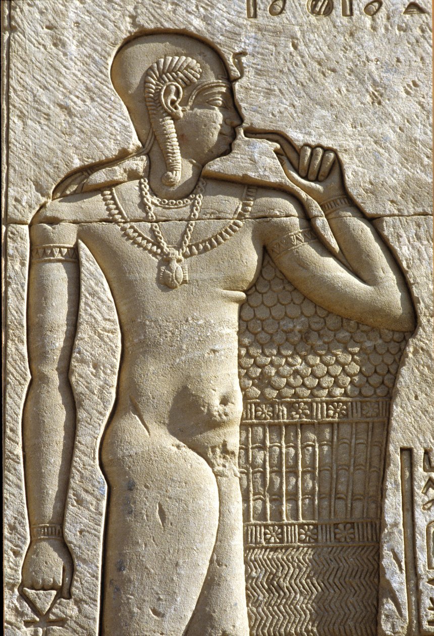 Starożytny Egipt, malowidło ścienne/rzeźba, Ihy, syn Amona i Mut, świątynia Hathor, Dendera (zdjęcie ilustracyjne) autorstwa School Egyptian