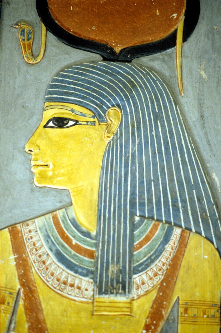 Starożytny Egipt, Malowidła ścienne, Bogini Izyda, Bogini płodności, Grobowiec Horemheba, Tebański Grobowiec Szlachecki (zdjęcie) autorstwa School Egyptian