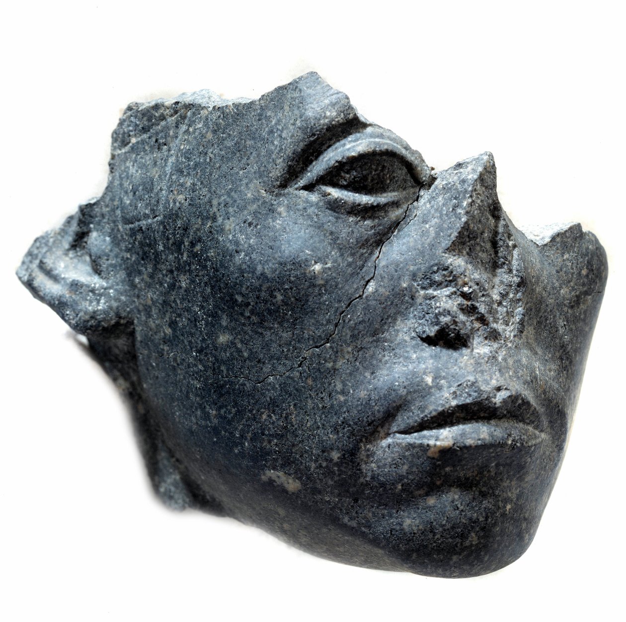 Sztuka starożytnego Egiptu: Głowa króla Sesostrisa III. Fragment posągu. Rzeźba z czarnego granitu, ok. 1900 pne (XII dynastia, ok. 1963-1786). Paryż, Musee du Louvre autorstwa School Egyptian