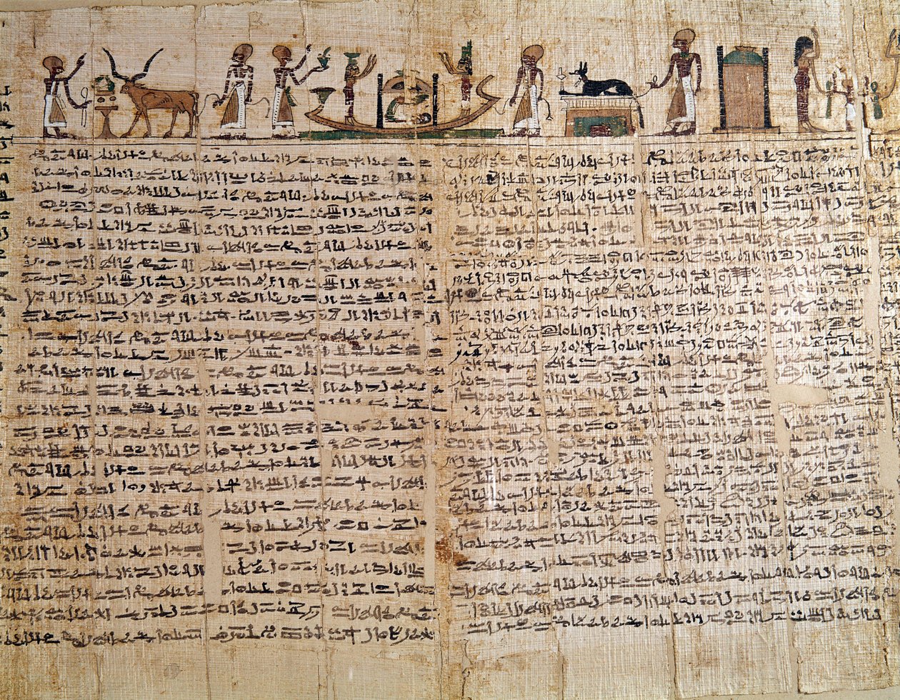Starożytność Egiptu: Papirus Księgi Umarłych. Niska epoka. Paryż, Musee du Louvre - Starożytność Egiptu: papirus Księgi Umarłych. Epoka późna, Luwr, Paryż autorstwa School Egyptian