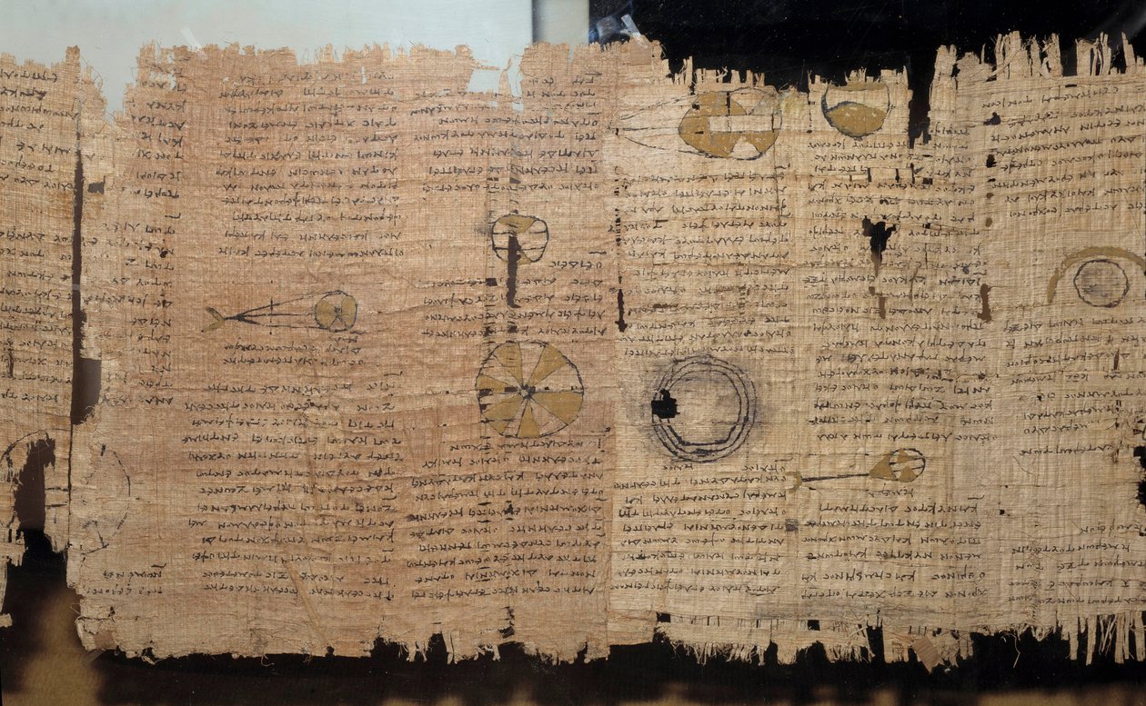 Starożytność egipska: astronomiczny papirus Eudoks. Okres ptolemejski (332-30 pne). Z Egiptu. Paryż, Luwr autorstwa School Egyptian