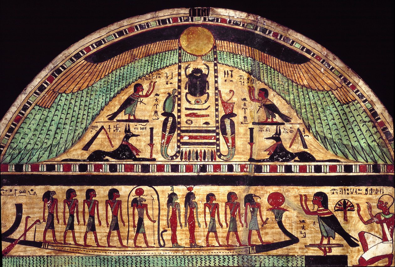 Stela nagrobna wielkiego kapłana Amona Ousiroura. (Malarstwo na drewnie, III wpne) autorstwa School Egyptian
