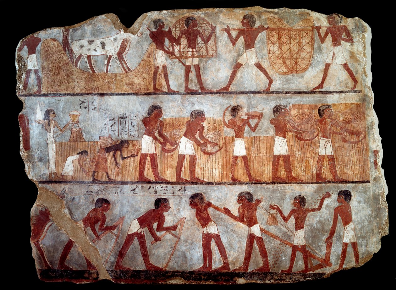 Sianie i wspominanie z grobu pisarza Unsou (fresk) autorstwa School Egyptian