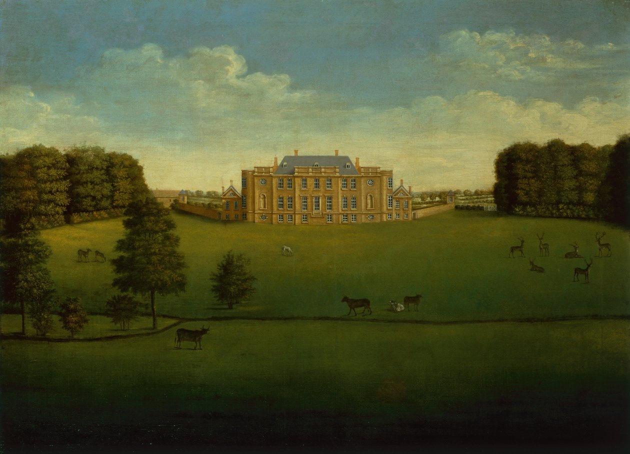 Perspektywa Gautby Hall w Lincolnshire zza jeziora autorstwa School English