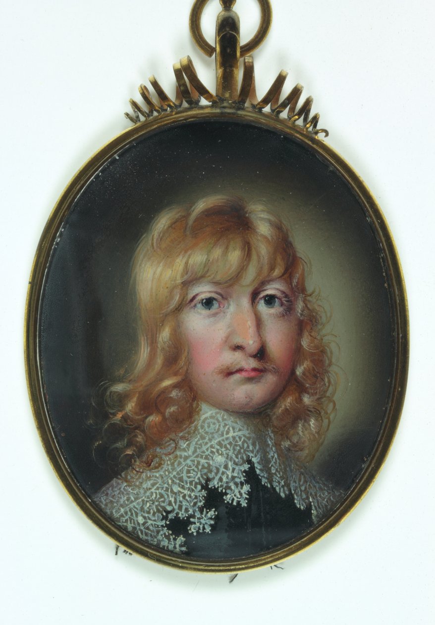 Dżentelmen o nazwisku William Cavendish (akwarela na kości słoniowej) autorstwa School English
