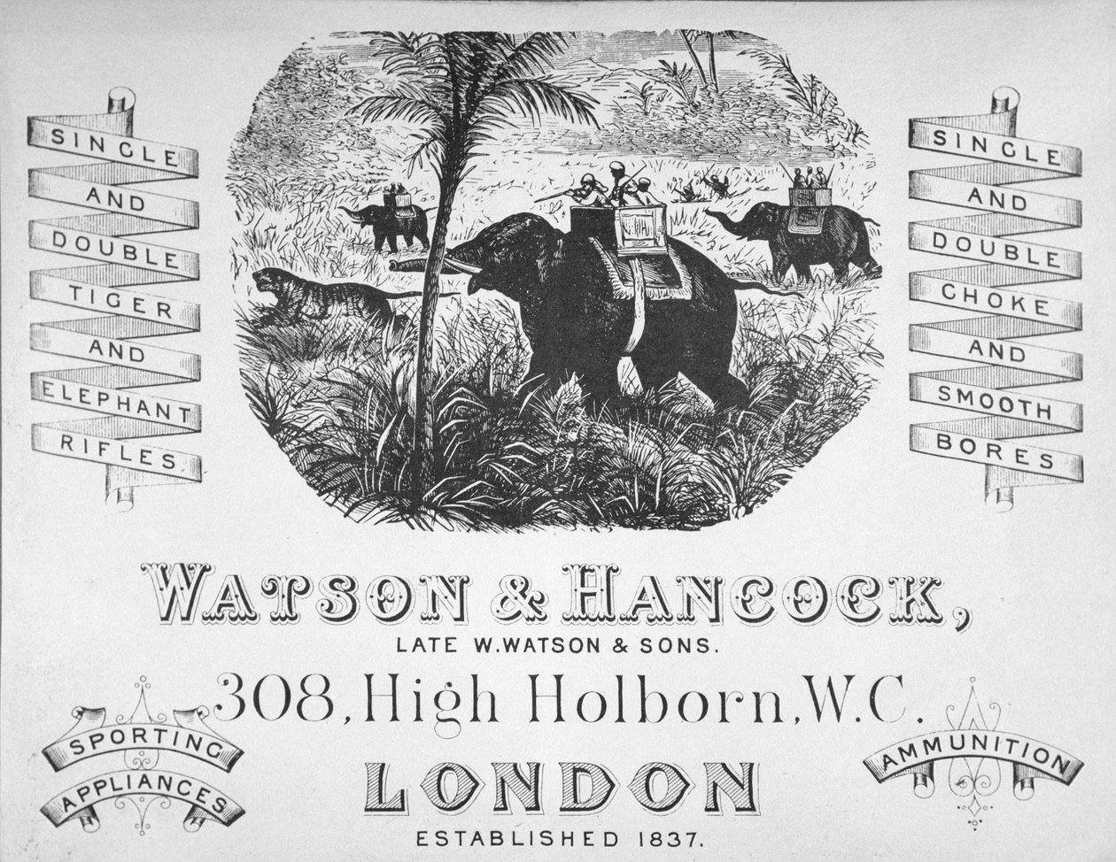 Reklama dla rusznikarzy Watson & Hancock, ok. 1900 (lito) autorstwa School English
