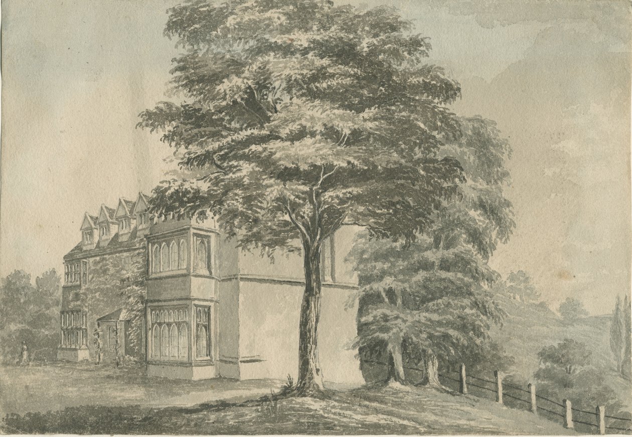 Arley Hall (lub „Zamek”): indyjski rysunek tuszem i [? koniec XIX wieku] (rysunek) autorstwa School English