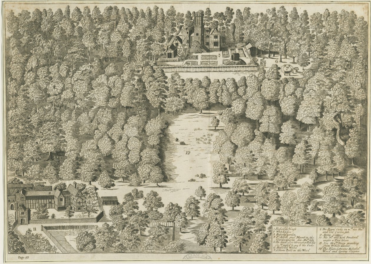 Boscobel House: grawerowanie, bd [1809] (druk) autorstwa School English