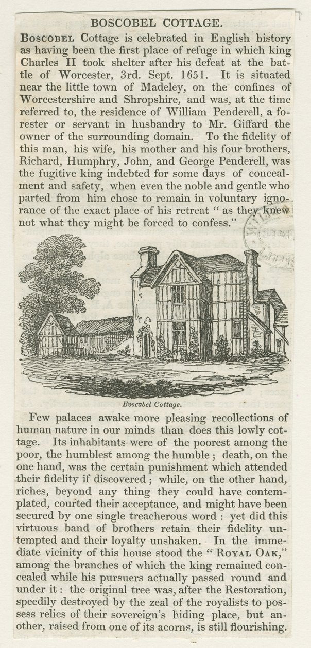 Boscobel House: drzeworyt, bd [ok. 1830] (druk) autorstwa School English