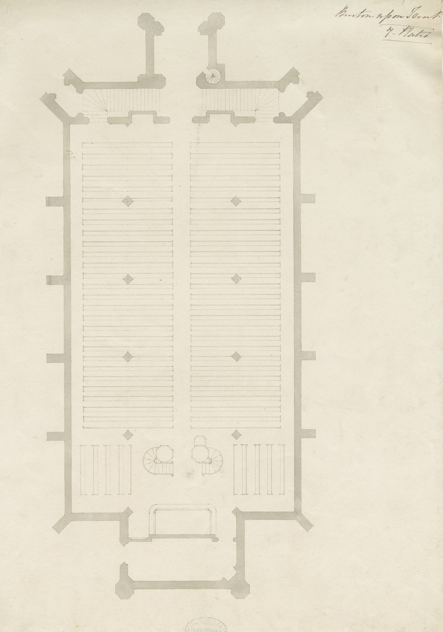 Burton-upon-Trent - Kościół Świętej Trójcy: rysunek, nd [?1820] (rysunek) autorstwa School English