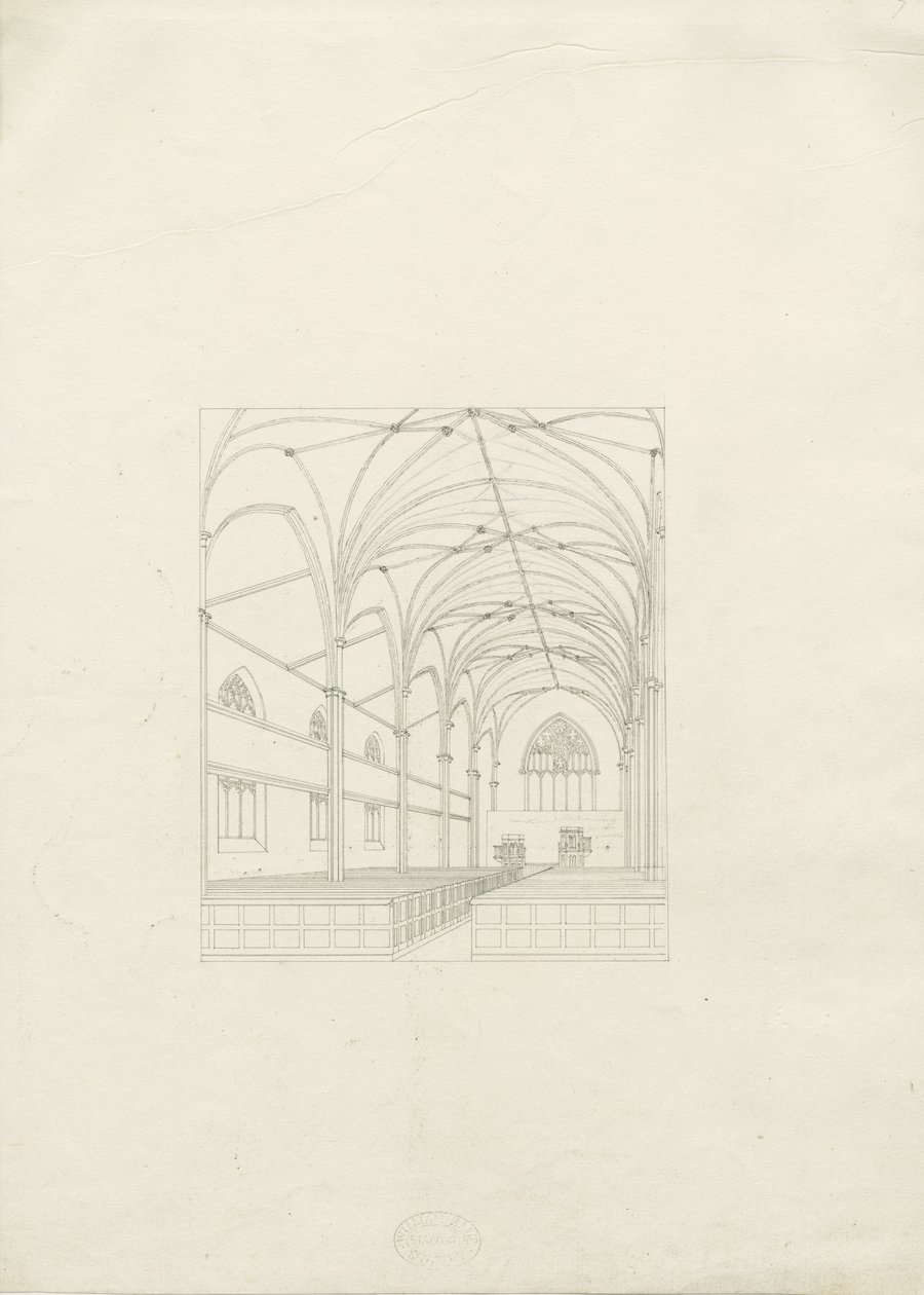 Burton-upon-Trent - Kościół Świętej Trójcy: rysunek, nd [?1820] (rysunek) autorstwa School English