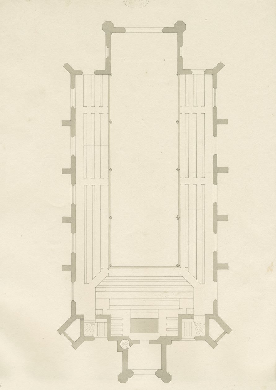 Burton-upon-Trent - Kościół Świętej Trójcy: rysunek, nd [?1820] (rysunek) autorstwa School English