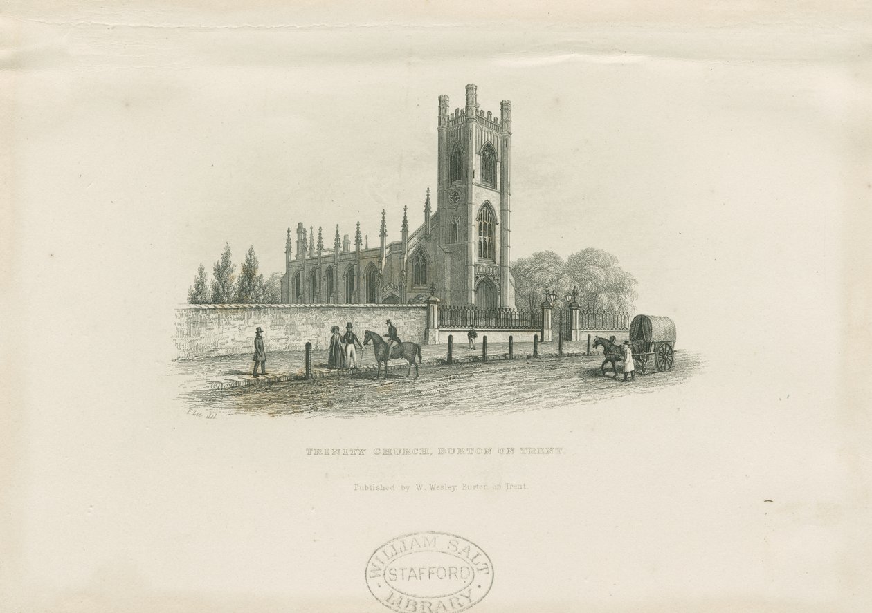 Burton-upon-Trent - Kościół Świętej Trójcy: staloryt i [XIX w.] (druk) autorstwa School English