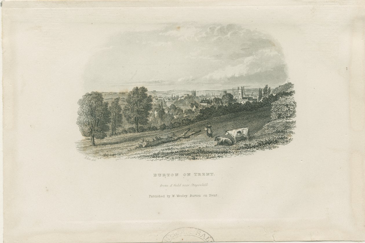 Burton-upon-Trent Bridge and Town: staloryt i [?XIX wiek] (druk) autorstwa School English
