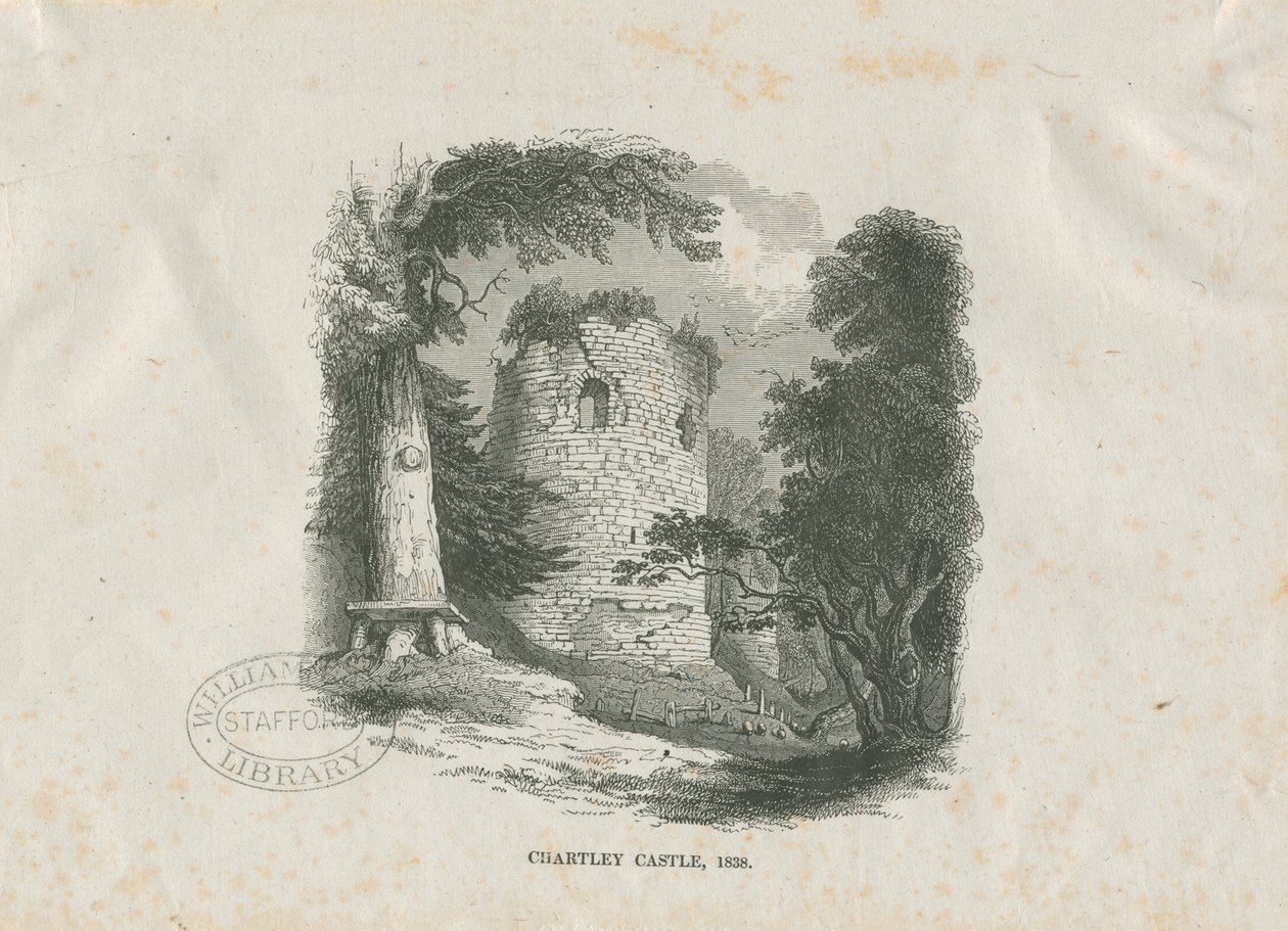 Zamek Chartley: drzeworyt (winietowany) autorstwa School English