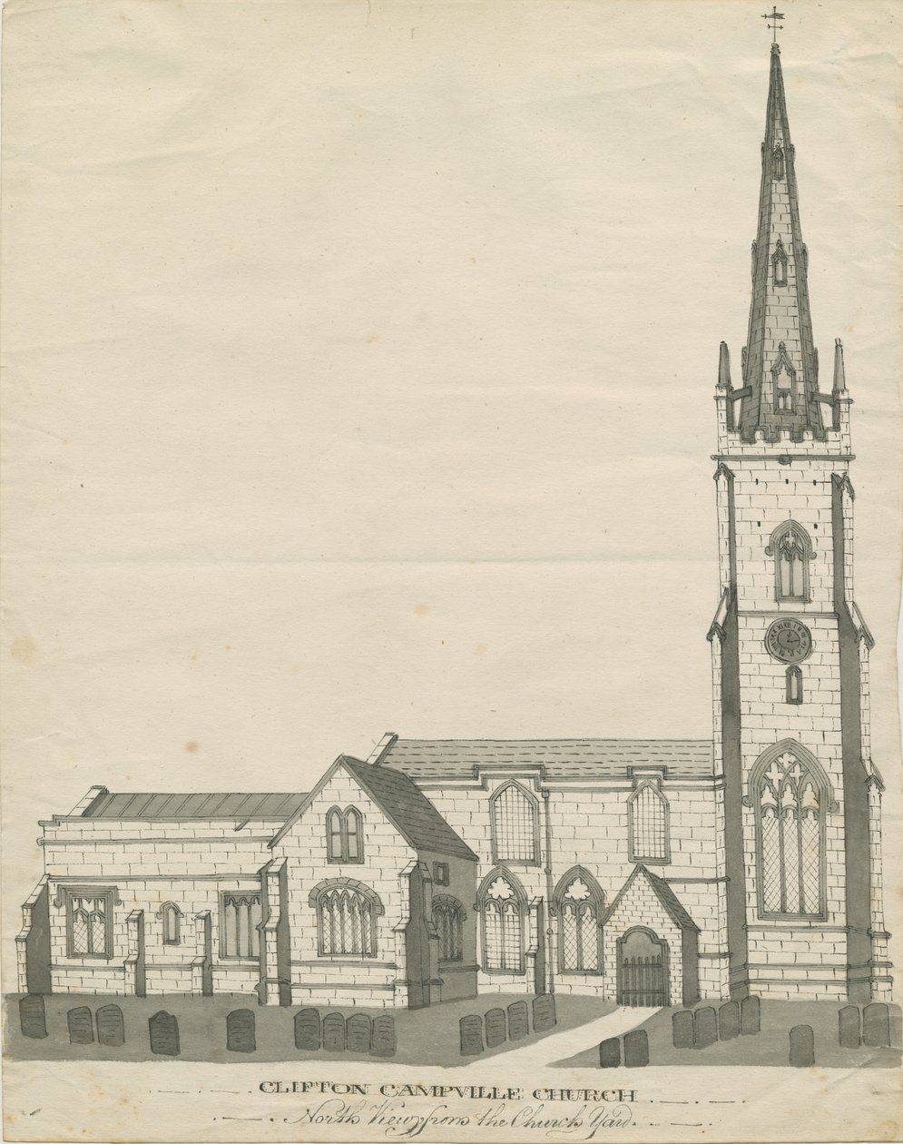 Clifton Campville Church: rysunek piórem i sepii, nd [?XIX w.] (rysunek) autorstwa School English