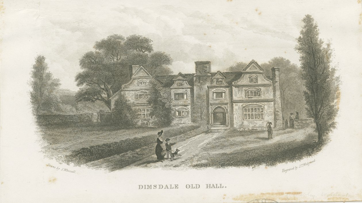 Dimsdale Old Hall: grawerowanie (winieta i [?XIX w.] (druk) autorstwa School English
