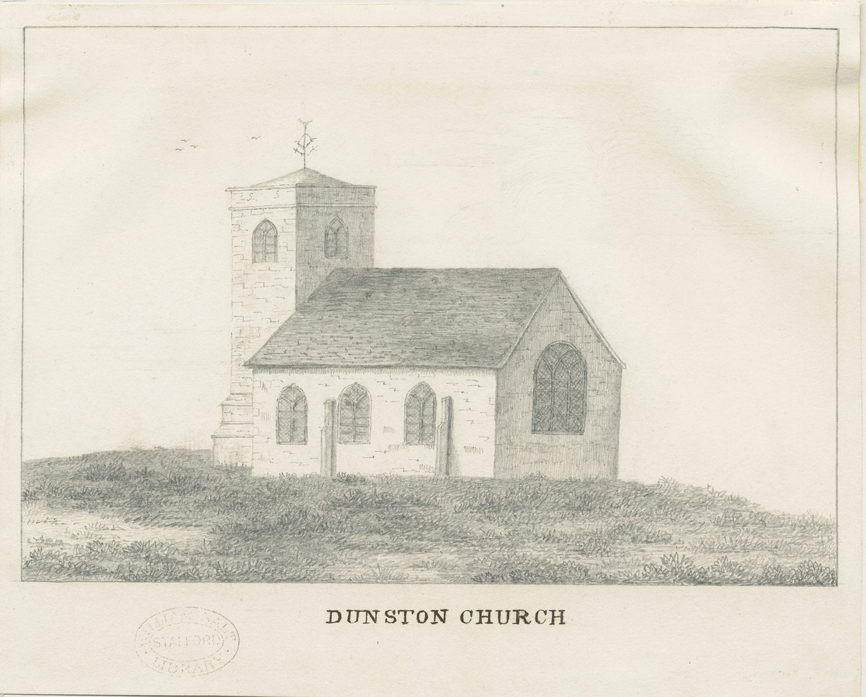 Kościół Dunston: rysunek ołówkiem, bd [?XIX w.] (rysunek) autorstwa School English